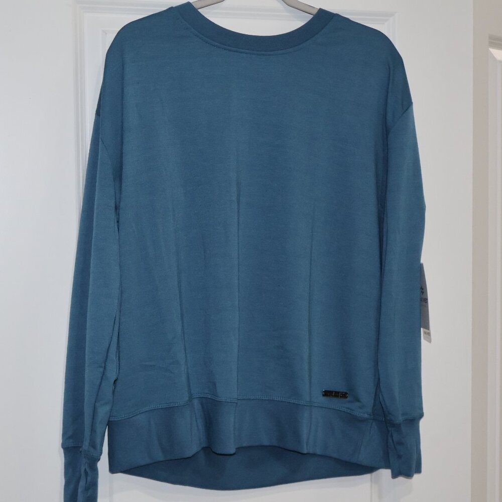 Nine West Active Teal Crewneck Sweatshirt Mesh Back Medium